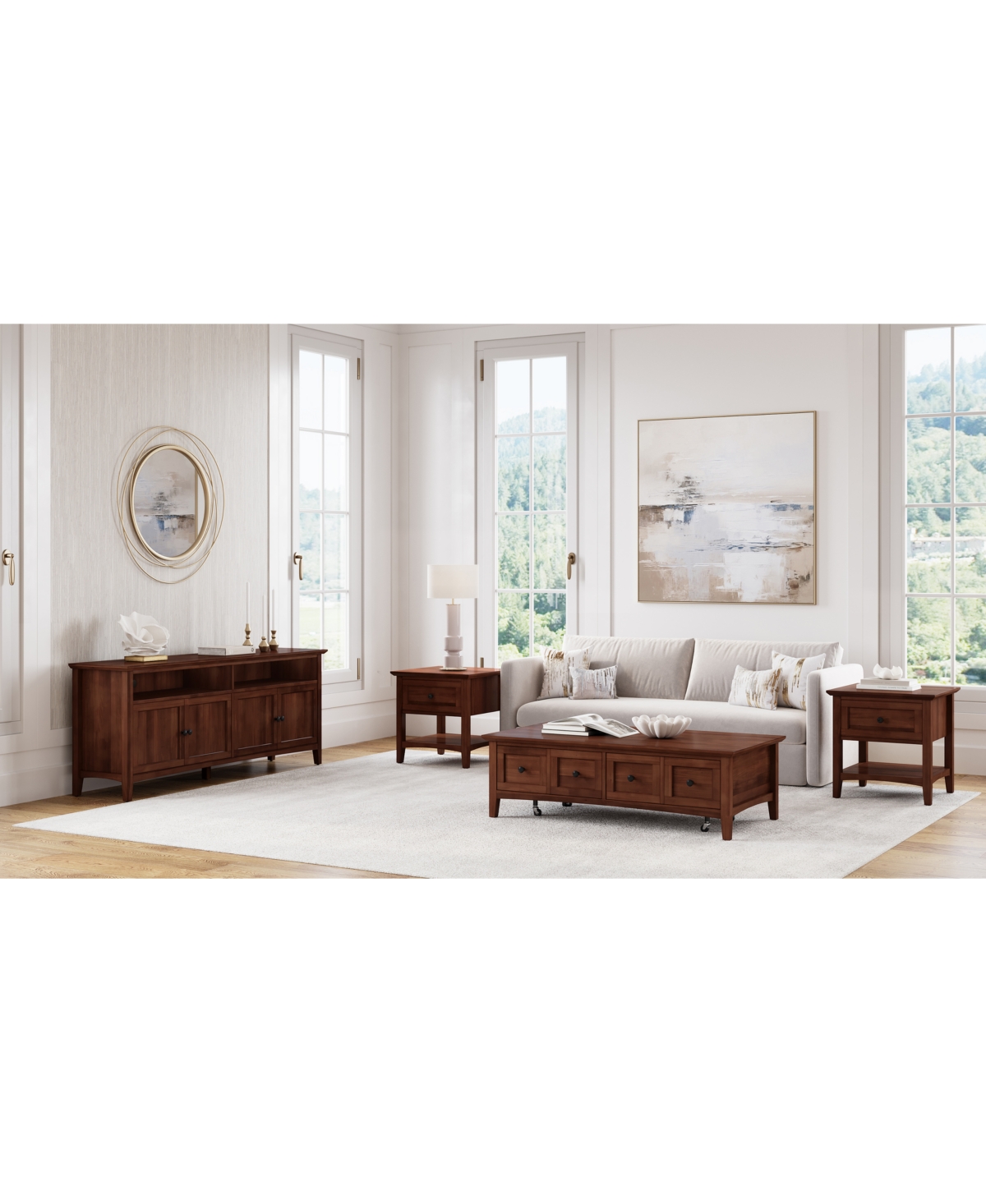 Furniture 74" Hedworth Wood Entertainment Console Drawer