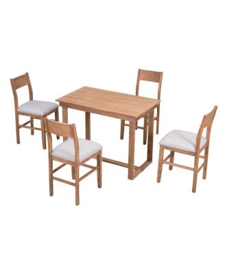 Space-Saving 5-Piece Counter Height Dining Table Set with 4 Upholstered Chairs