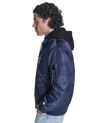 Men's Hooded Bib Varsity Bomber Jacket