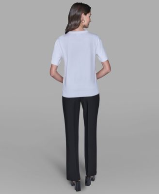 Women's Short-Sleeve Printed Sweater