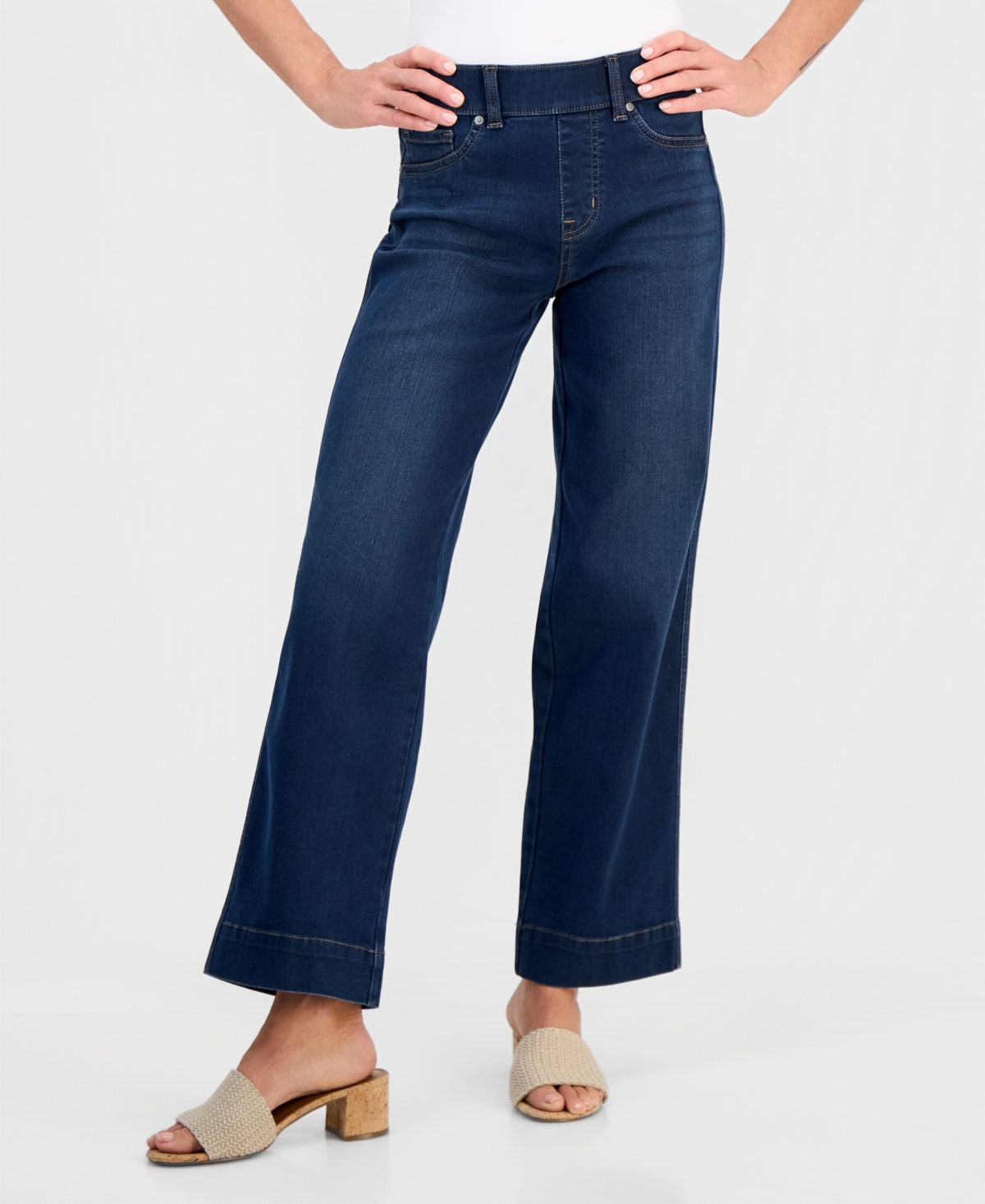 Style & Co Petite Pull-on Shaping High-rise Wide-leg Jeans, Macy's Exclusive In Blue