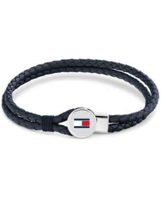 Tommy Hilfiger - Men's Blue Leather with Stainless Steel Braided Bracelet