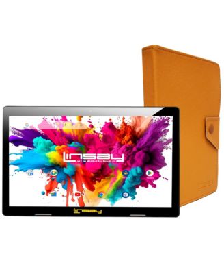10.1" Tablet Octa Core 128GB Bundle with Orange Case Newest Android 15