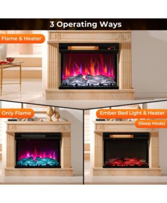 23 Inch 3-Sided Electric Fireplace 1500W Recessed Fireplace Insert