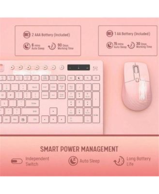 Wireless Keyboard and Mouse Combo - Full-Size Quiet Keyboard with Rest, Multimedia Keys, Power Switch, Compatible with OS, PC, Laptop