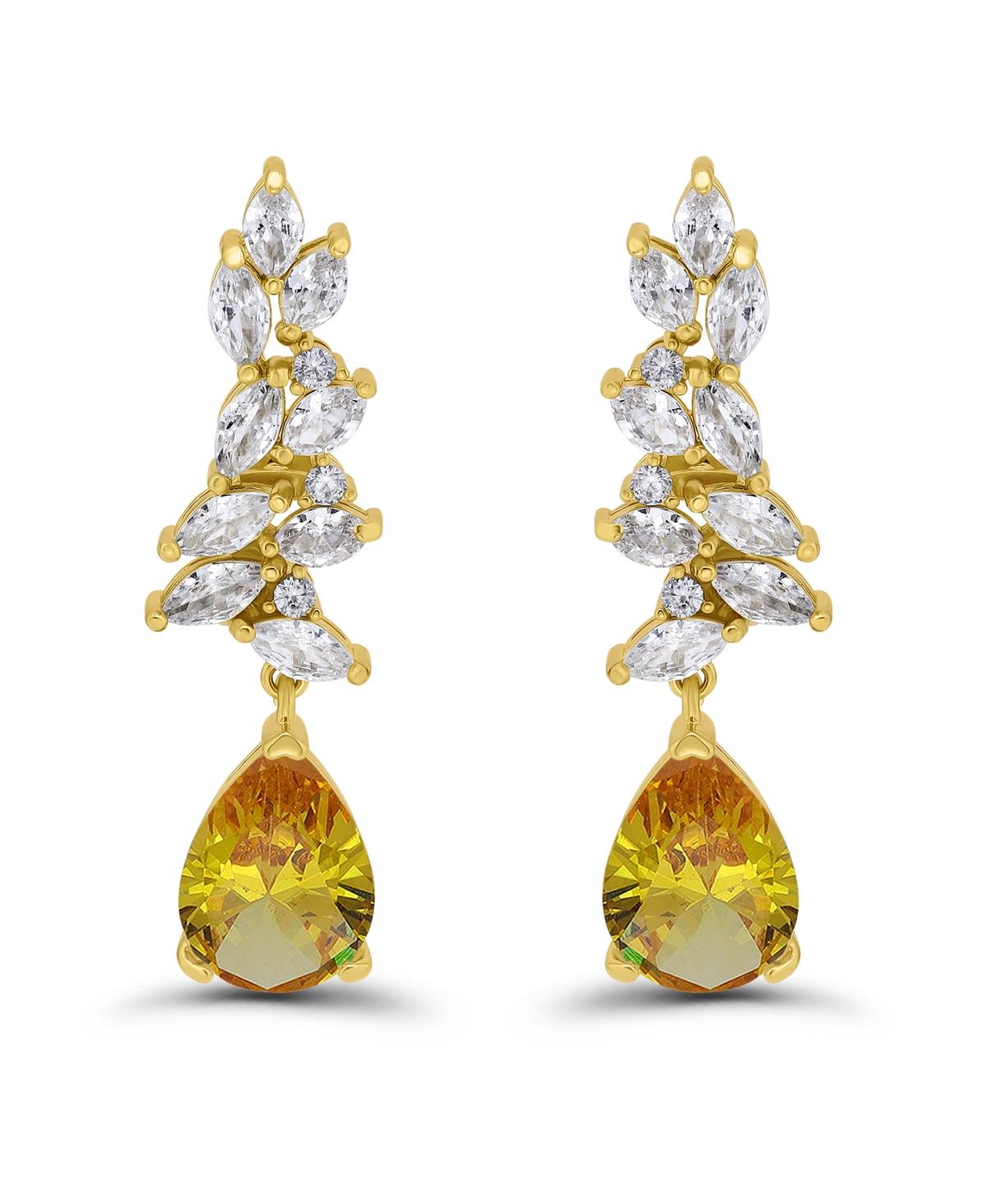 Christian Siriano New York Gold Plated Marquise Cubic Zirconia Cluster Drop Earrings In Gold