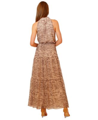 Women's Mock Neck 3 Tier Maxi Dress