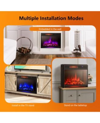28 Inch Electric Freestanding and Recessed Fireplace with Remote
