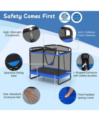 6 FT Kids Trampoline with Swing and Horizontal Bar Small Rectangle Trampoline