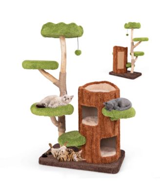 Multi-level Cat Tree with Double Decker Cat House Scratching Posts & Sisal Panel