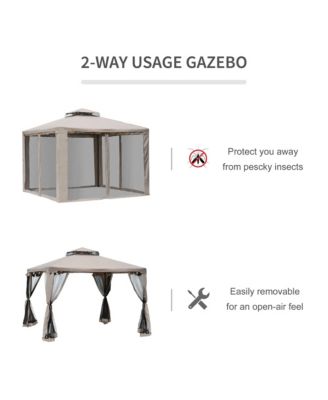 9.6' x 9.6' Patio Gazebo, Outdoor Canopy Shelter, Taupe