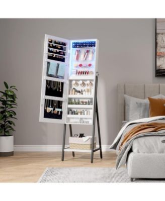 60" LED Jewelry Mirror, Standing Armoire with Storage