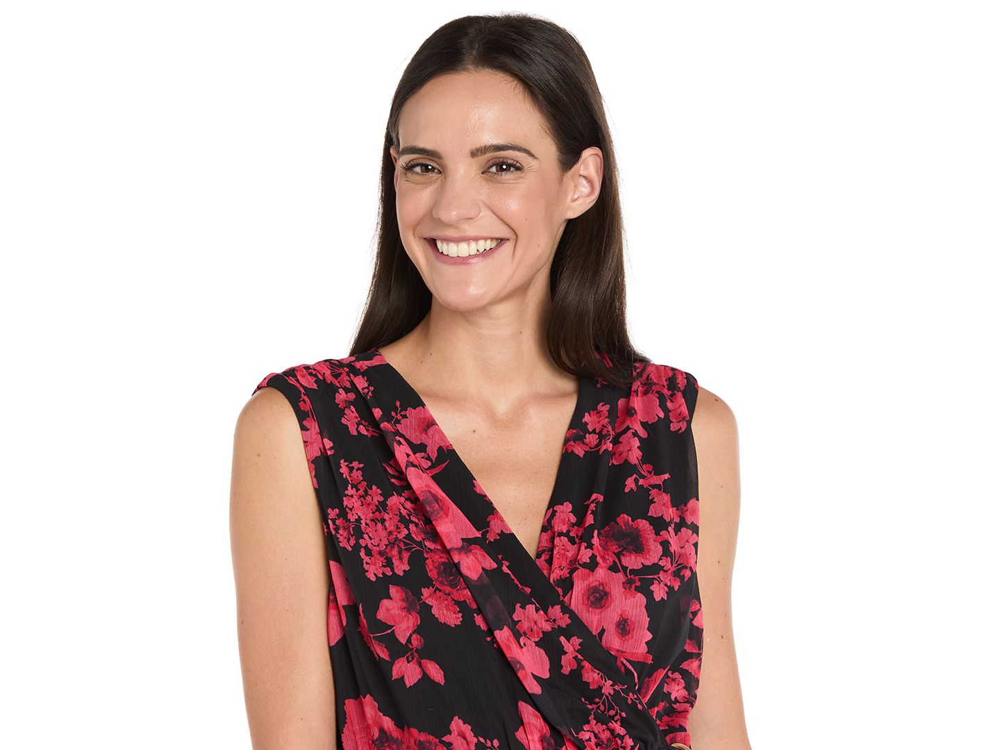 Женское платье R & M Richards Sleeveless Wrap, цвет: Чёрный / Красный — фото 4