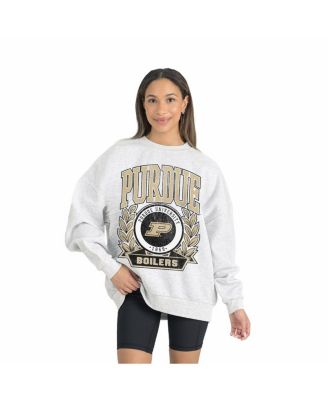 Gameday Couture - Women's Gray Purdue Boilermakers Premium Fleece Drop Shoulder Oversized Pullover Sweatshirt