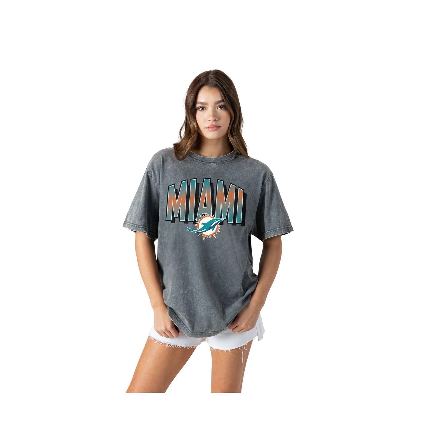 Женская футболка Gameday Couture Gray Miami Dolphins Peak Performance Oversized Snow Wash — фото 4