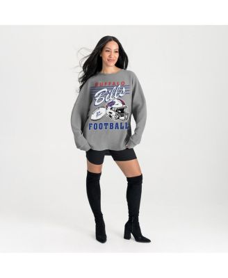 Women's Gray Buffalo Bills Oversized Sweet Victory Corded Sweatshirt
