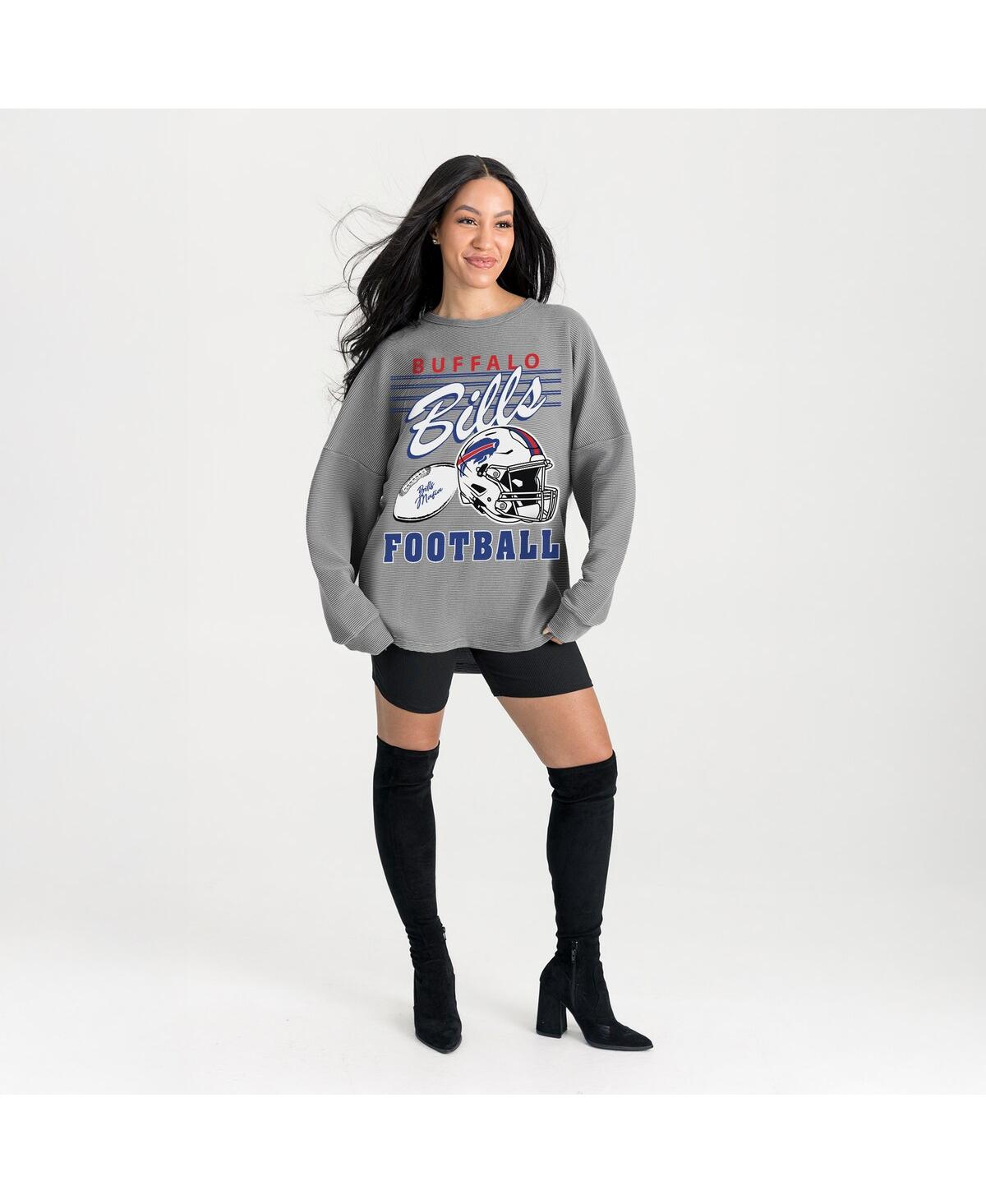 Gameday Couture Women's Gray Buffalo Bills Oversized Sweet Victory Corded Sweatshirt In Gray
