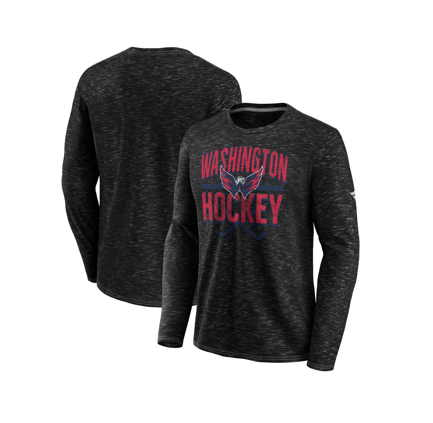 Men's Gray Washington Capitals Iced Out Long Sleeve T-Shirt