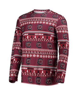 Men's 2-Piece Garnet South Carolina Gamecocks Ugly Sweater Long Sleeve Top and Pants Sleep Set