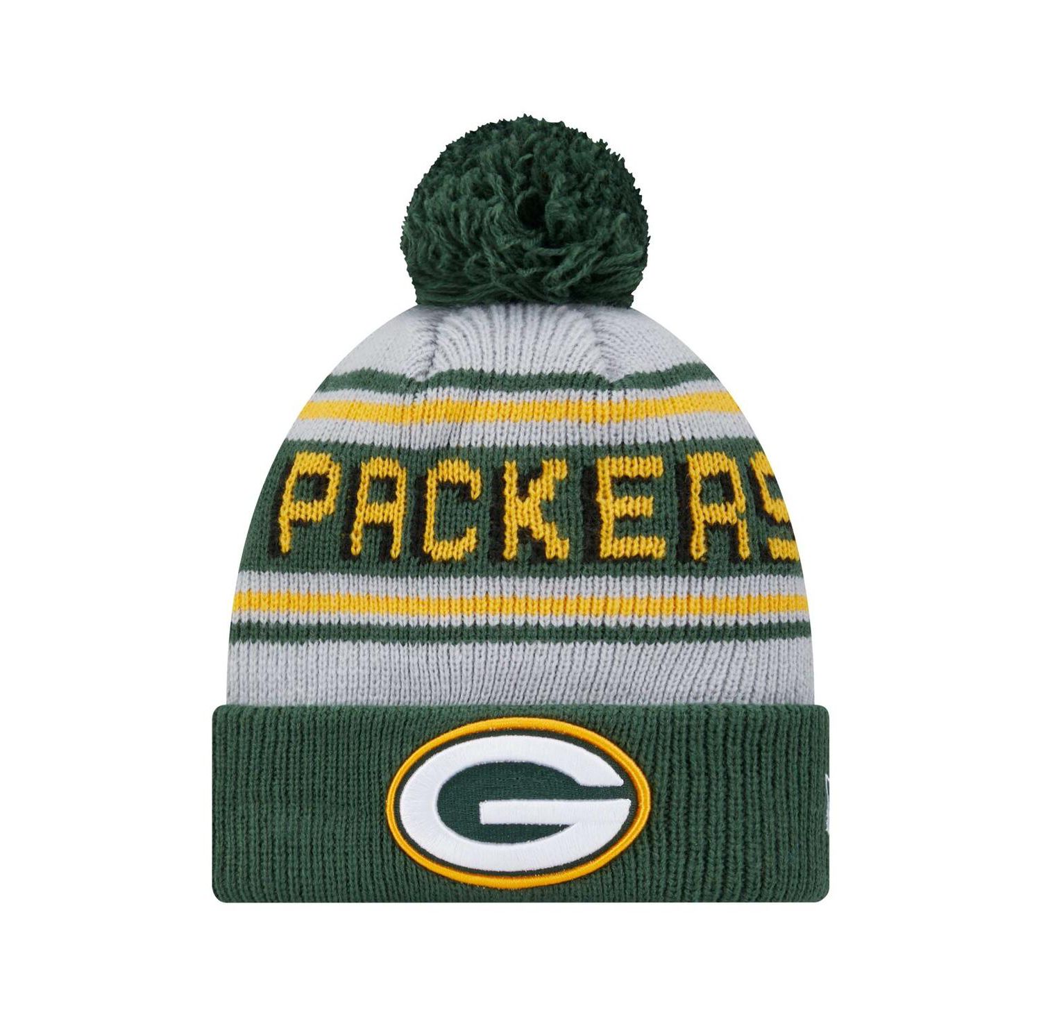 Big Boys and Girls Green Bay Packers Main Cuffed Knit with Pom Hat