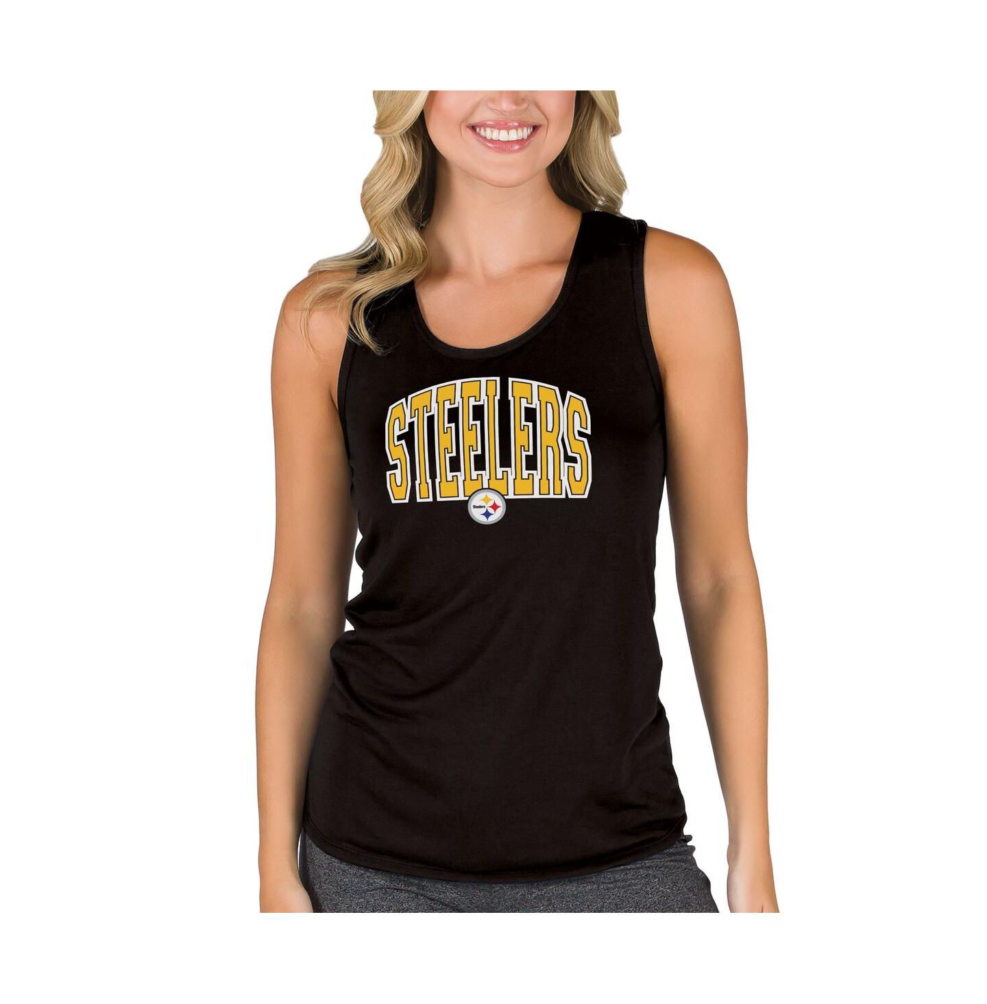 Женский топ Concepts Sport Black Pittsburgh Steelers Marathon Racer Back — фото 1