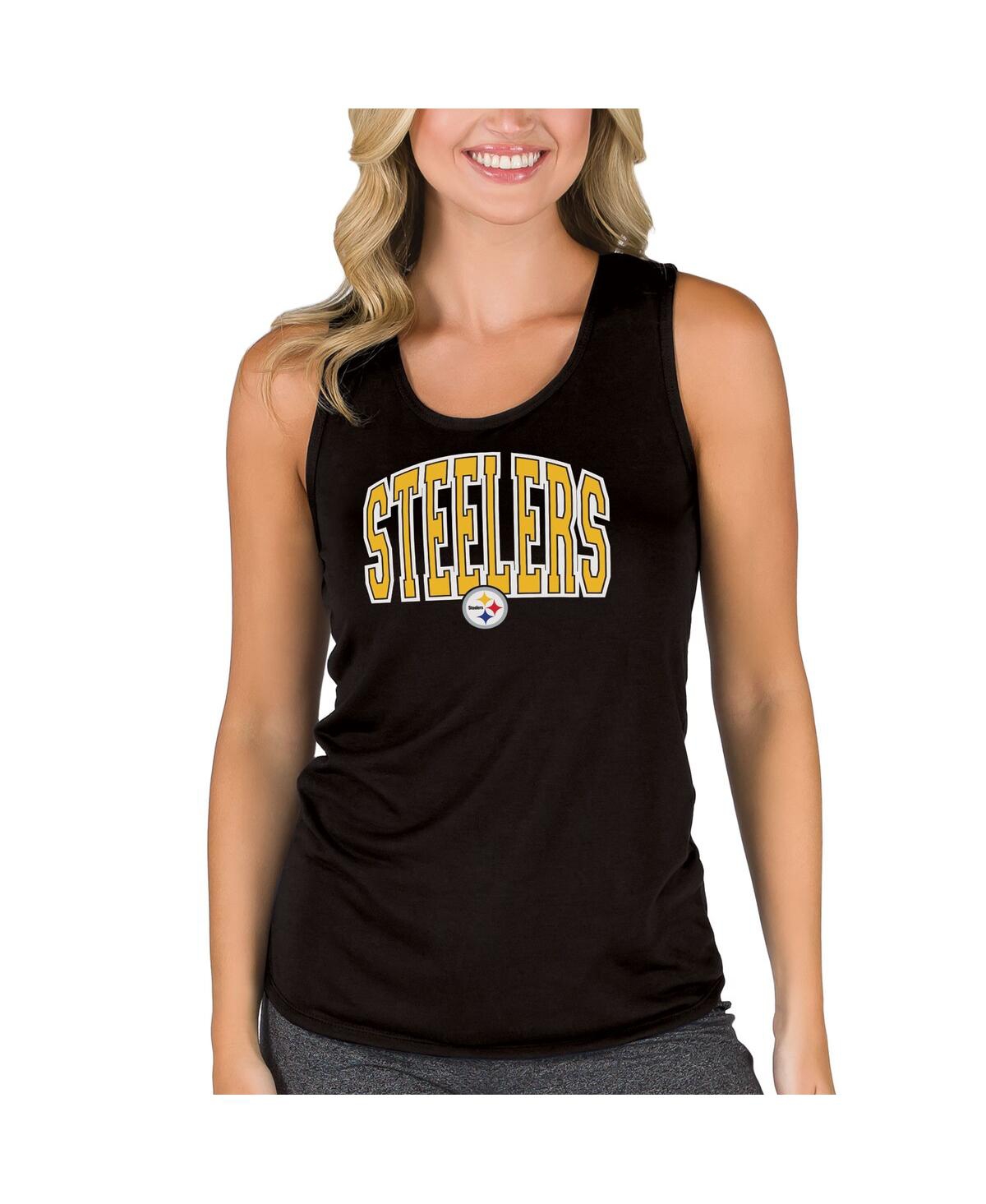 Concepts Sport Women's Black Pittsburgh Steelers Marathon Racer Back Tank Top In Black