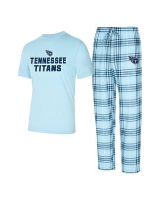 Concepts Sport - Men's 2-Piece Light Blue/Navy Tennessee Titans Vector Top and Flannel Pants Sleep Set