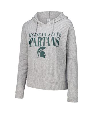 Women's Heather Gray Michigan State Spartans Juniper Soft Modest Cropped Long Sleeve Hoodie Top