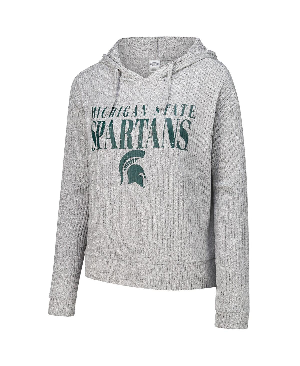Concepts Sport Women's Heather Gray Michigan State Spartans Juniper Soft Modest Cropped Long Sleeve Hoodie Top In Multi