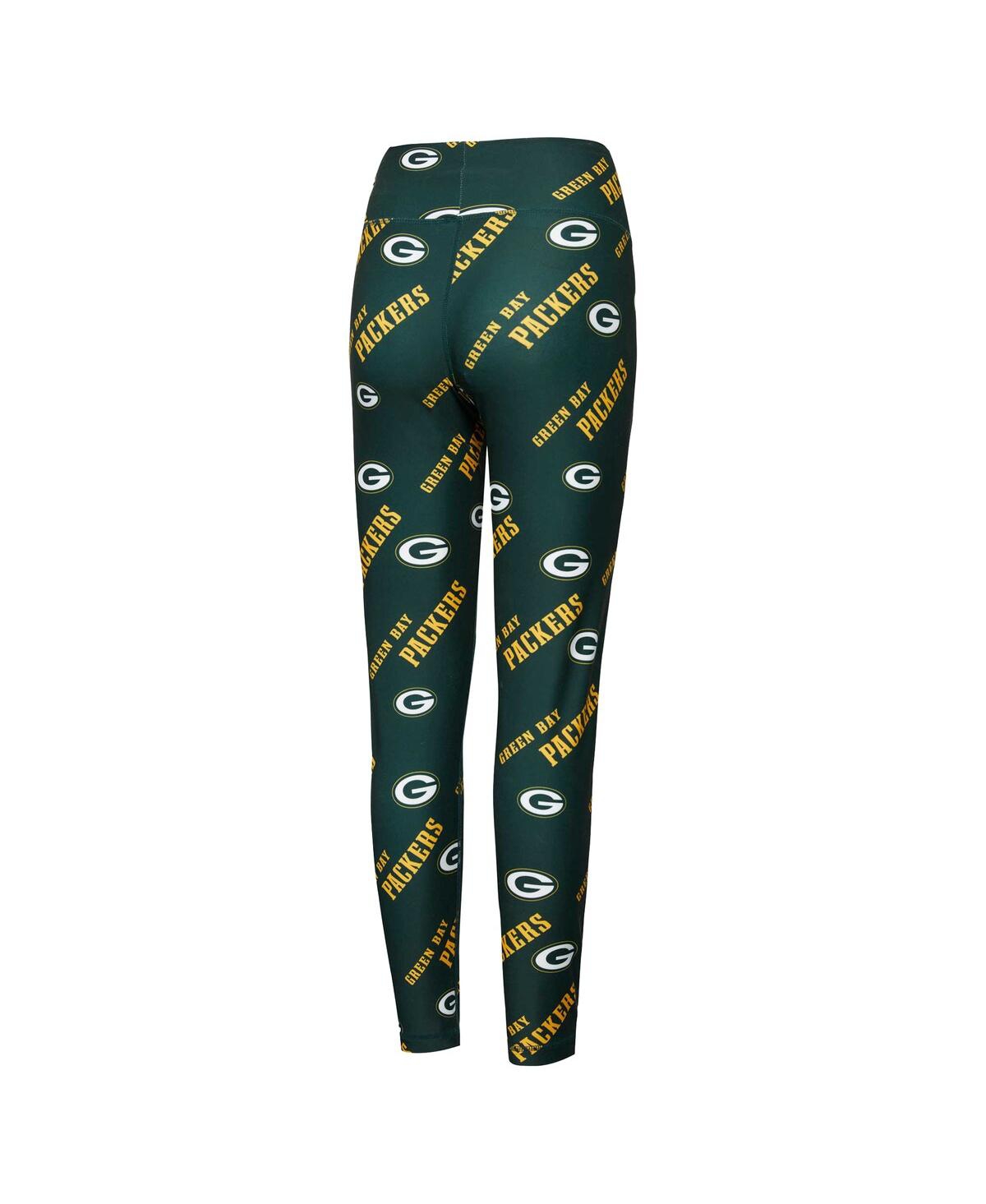 Concepts Sport Women's Green Bay Packers Breakthrough Allover Print Knit Sleep Leggings In Green