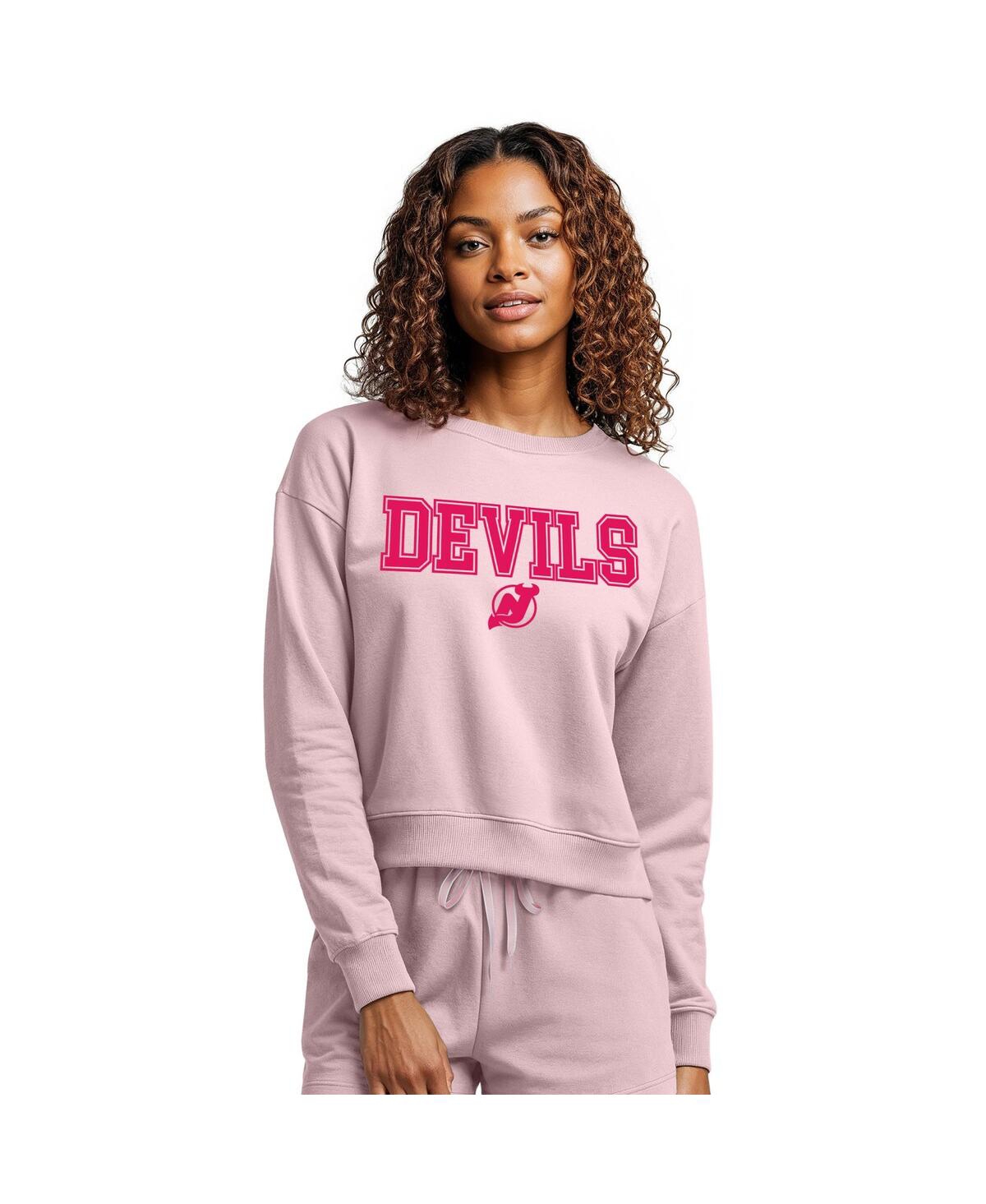Concepts Sport Women's Pink New Jersey Devils Tonal Pullover Sweatshirt In Multi