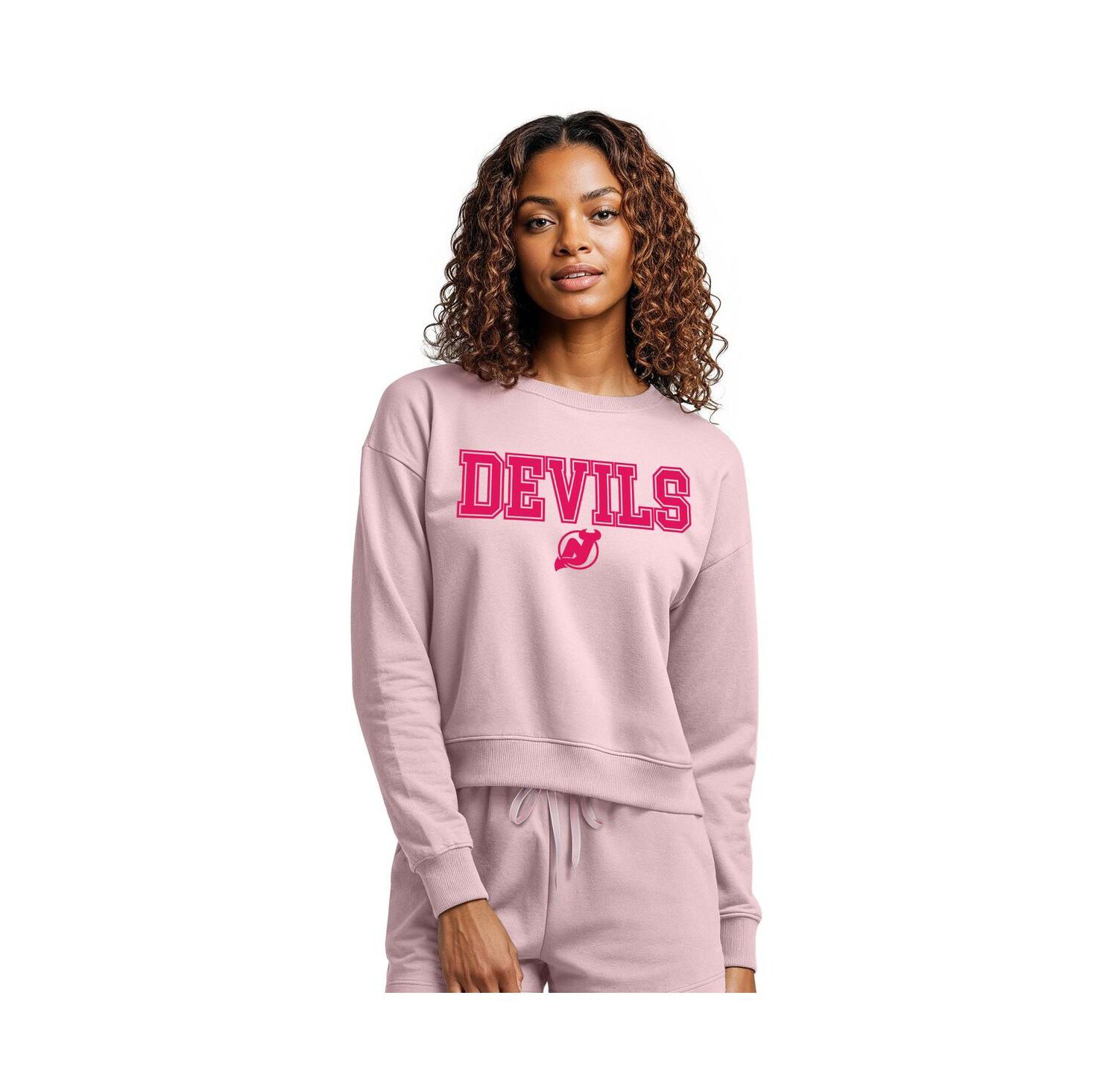 Women's Pink New Jersey Devils Tonal Pullover Sweatshirt