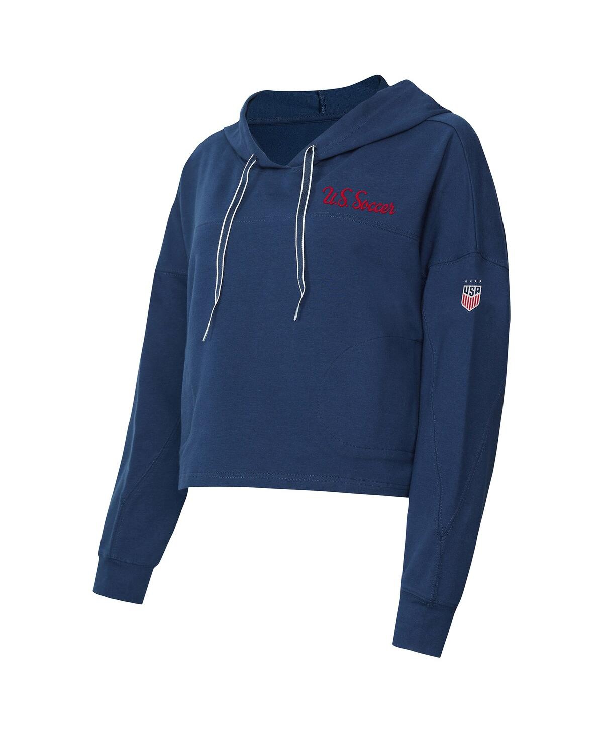 Concepts Sport Women's Navy Uswnt Elevation Tri-blend Long Sleeve Pullover Hoodie In Multi