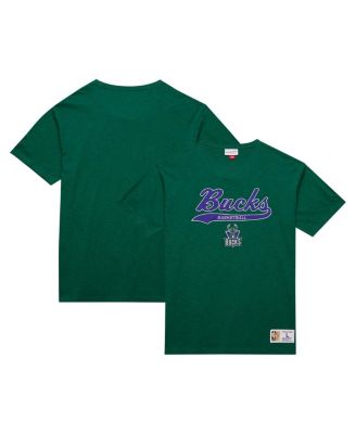 Mitchell & Ness - Men's Green Milwaukee Bucks Hardwood Classics Felt Applique Slub T-Shirt