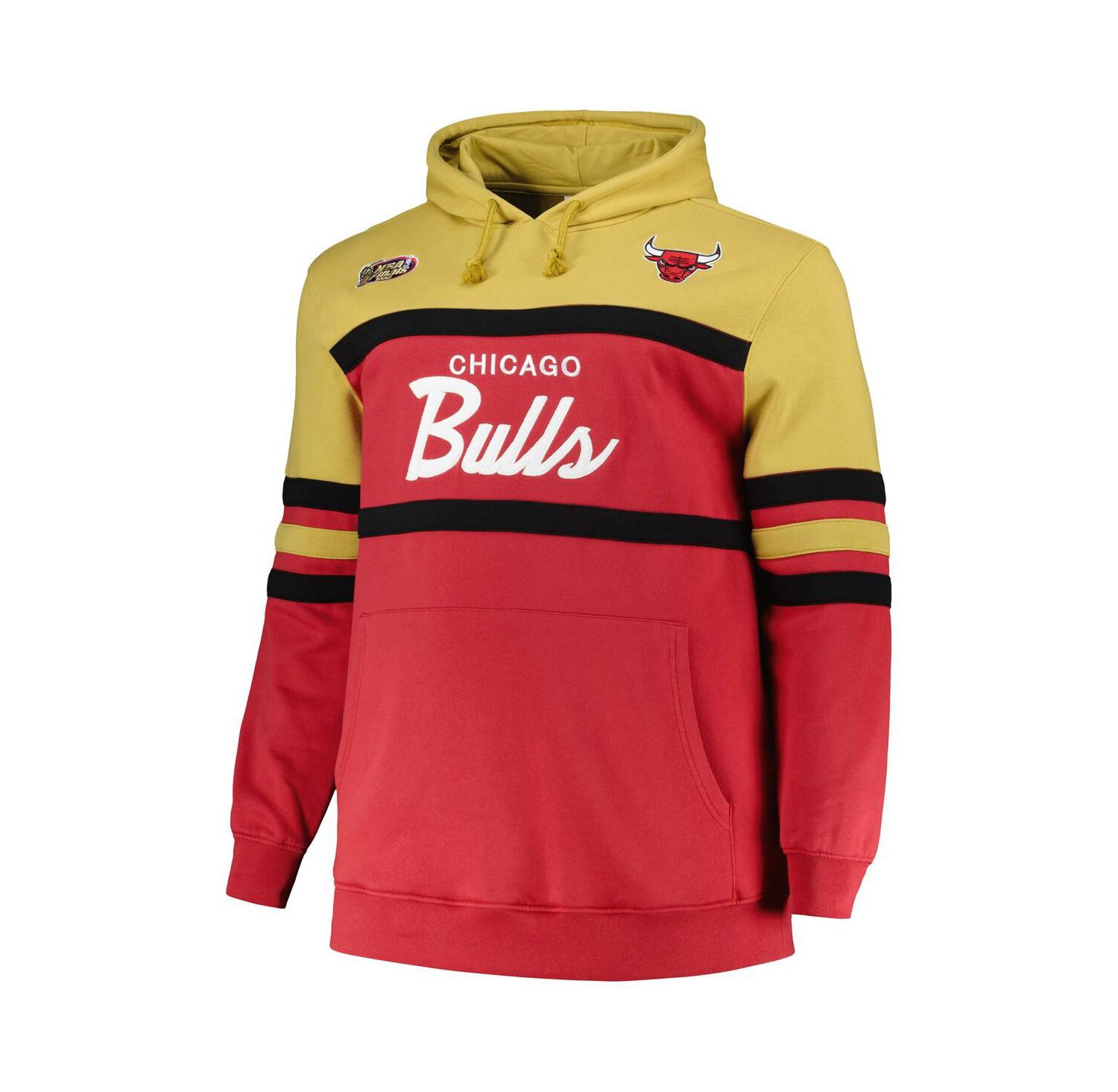Men's Red Chicago Bulls Big & Tall Hardwood Classics Head Coach Pullover Hoodie