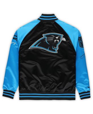 Men's Julius Peppers Black Carolina Panthers Vintage Name Number Lightweight Satin Full-Snap Jacket