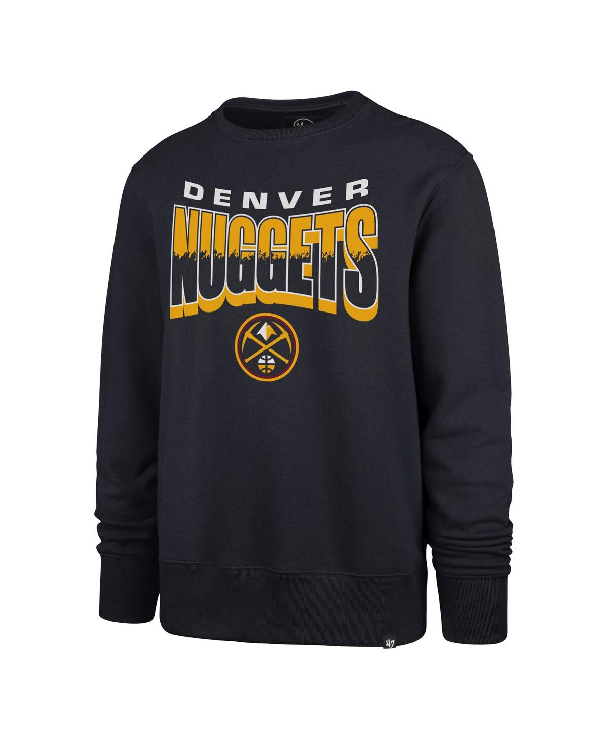 47 Brand Men's And Women's Navy Denver Nuggets Brush By Headline Crewneck Sweatshirt In Black