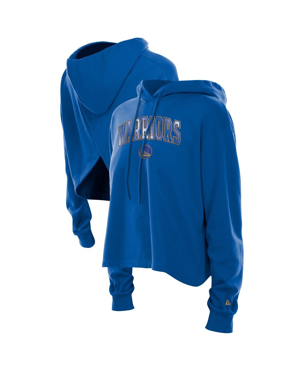 New Era Women's Royal Golden State Warriors Glam Game Open Back Hoodie In Blue