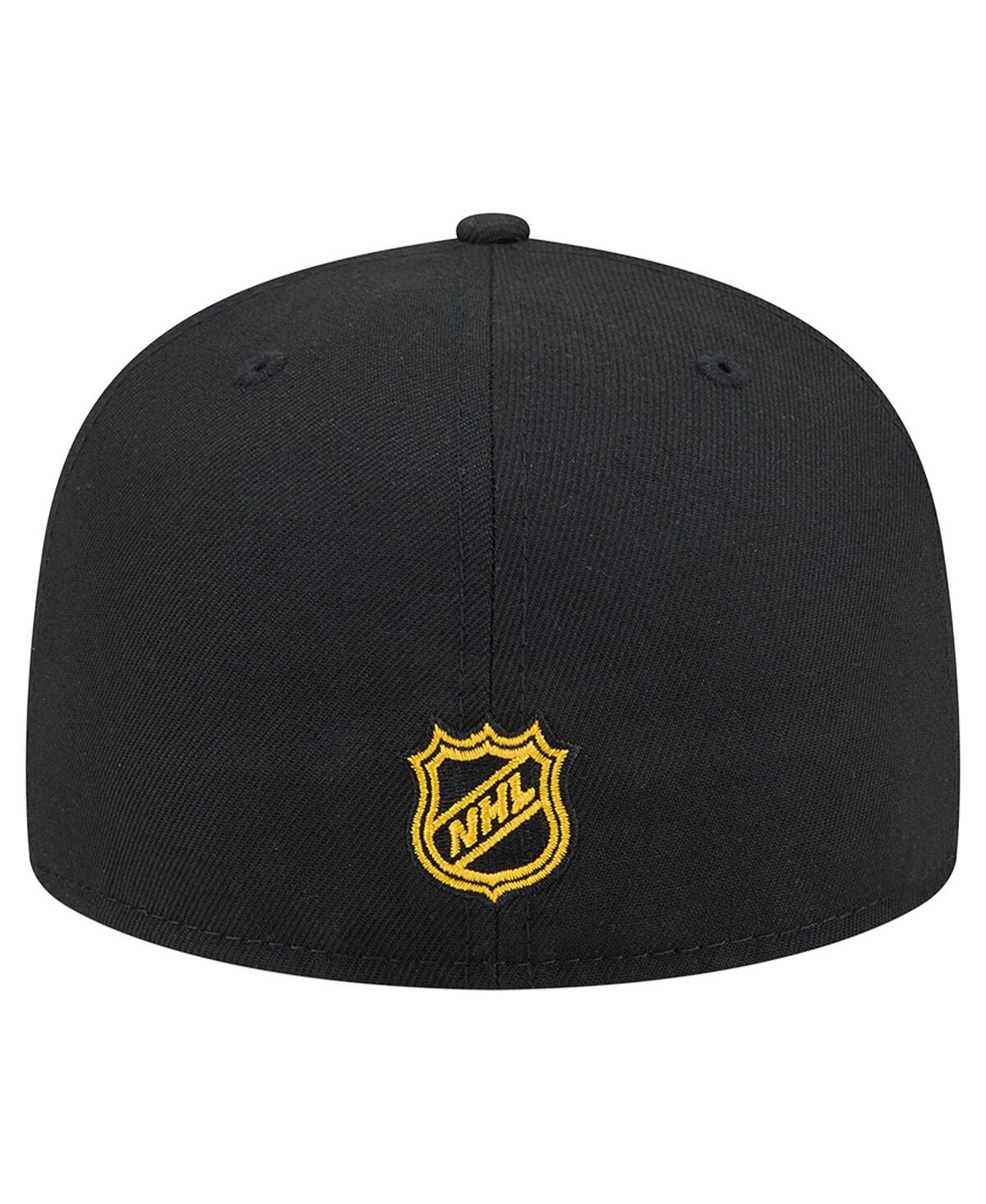 New Era Men's Black Boston Bruins Oversized Vintage Arch 59Fifty Fitted Hat