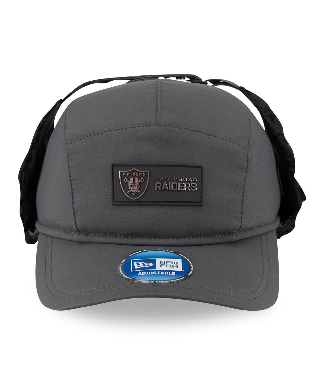 New Era Men's Charcoal Las Vegas Raiders 2025 Sideline Cold Weather Runner Dog Ear Adjustable Hat