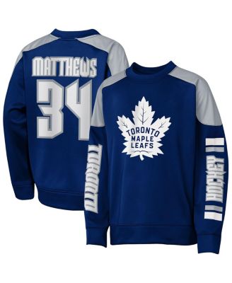 Outerstuff - Big Boys and Girls Auston Matthews Blue Toronto Maple Leaf Best Defense Name Number Crewneck Sweatshirt