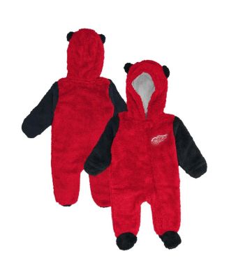 Outerstuff - Newborn Red Detroit Red Wings Stay Napping Fleece Bunting Full-Zip Hooded Sleeper