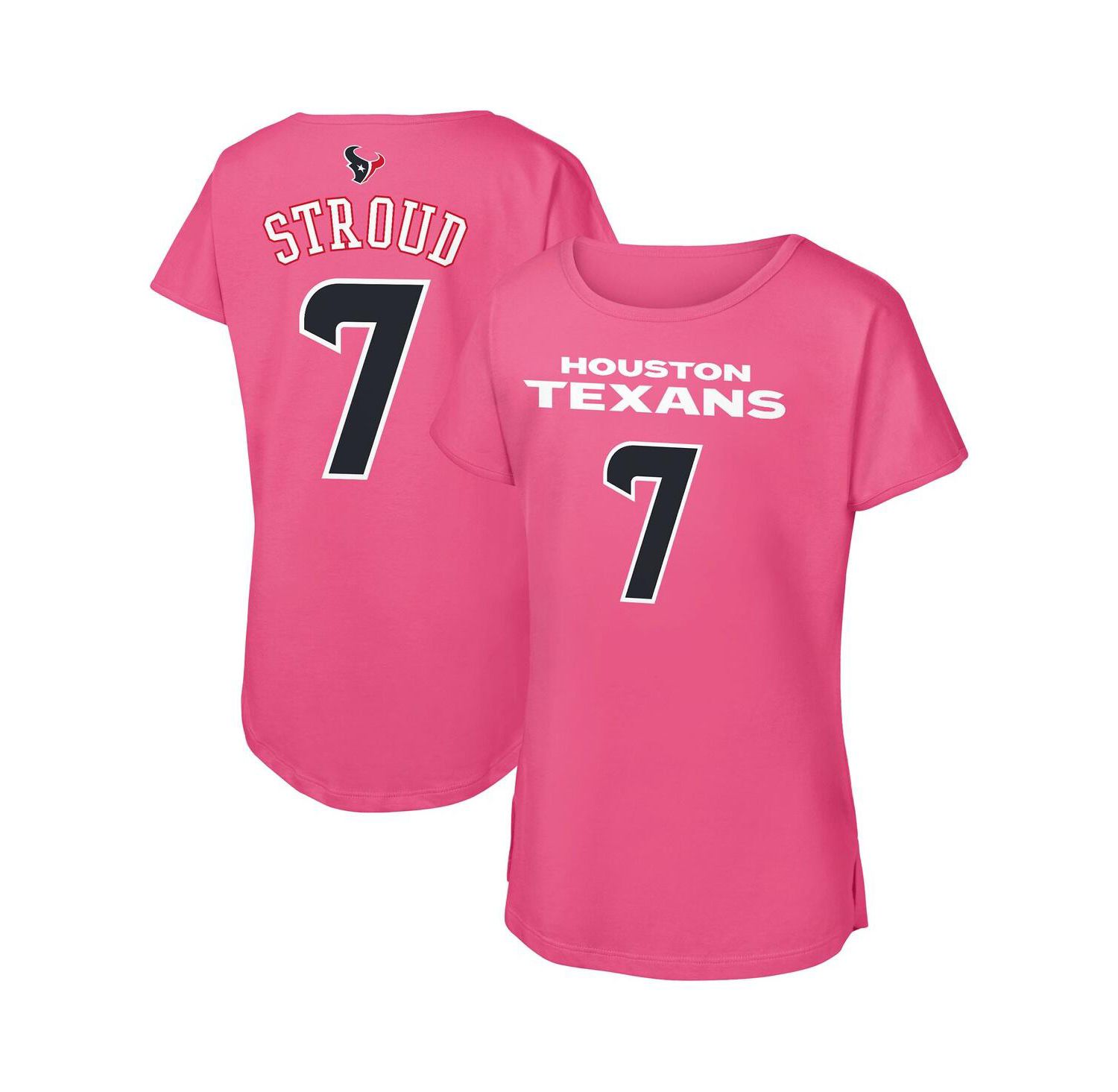 Big Girls C.J. Stroud Pink Houston Texans Player Name & Number T-Shirt