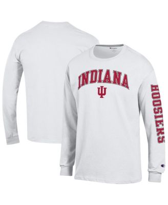 Men's White Indiana Hoosiers Arch Over Logo 2-Hit Long Sleeve T-Shirt