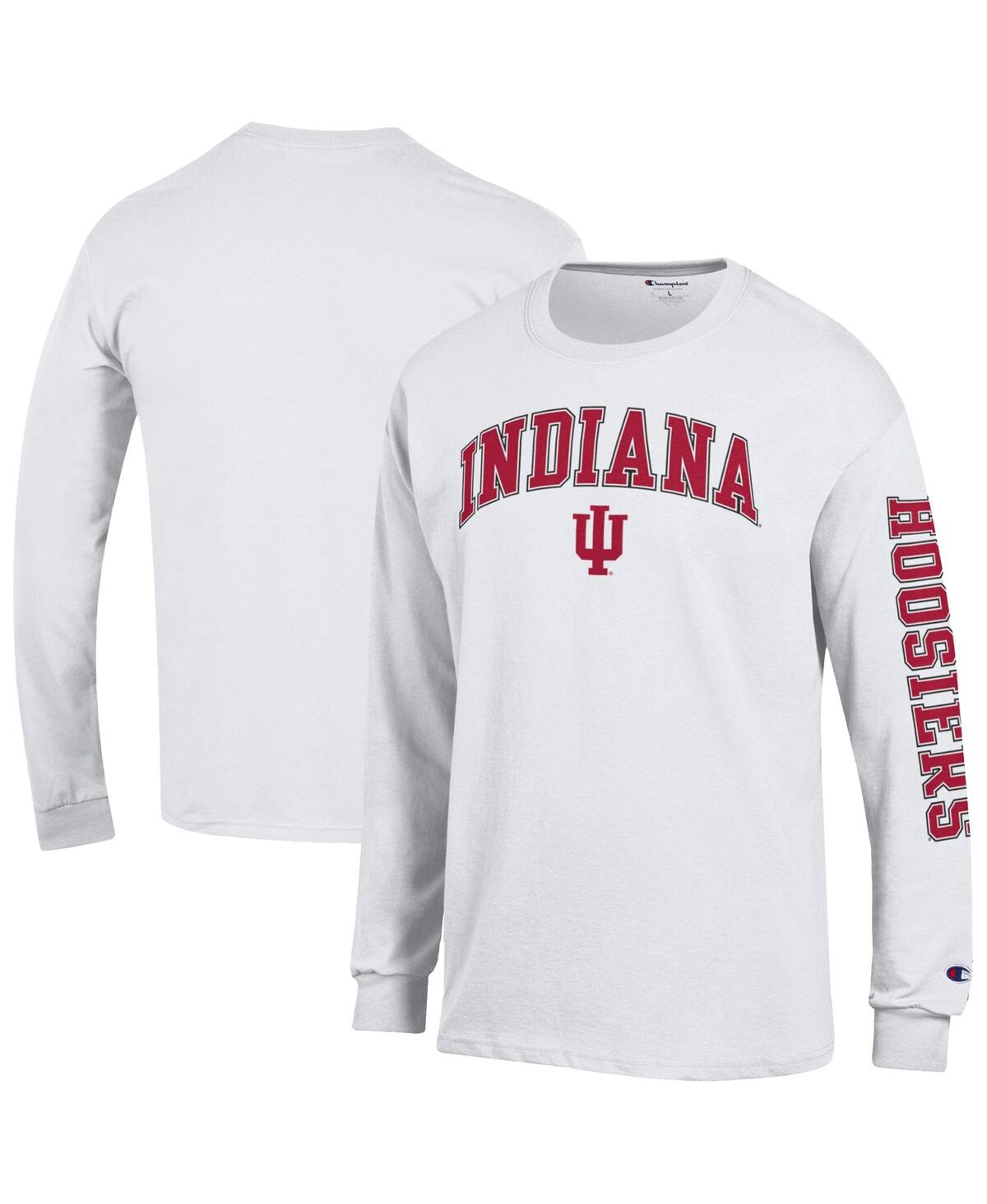 Champion Men's White Indiana Hoosiers Arch Over Logo 2-Hit Long Sleeve T-Shirt