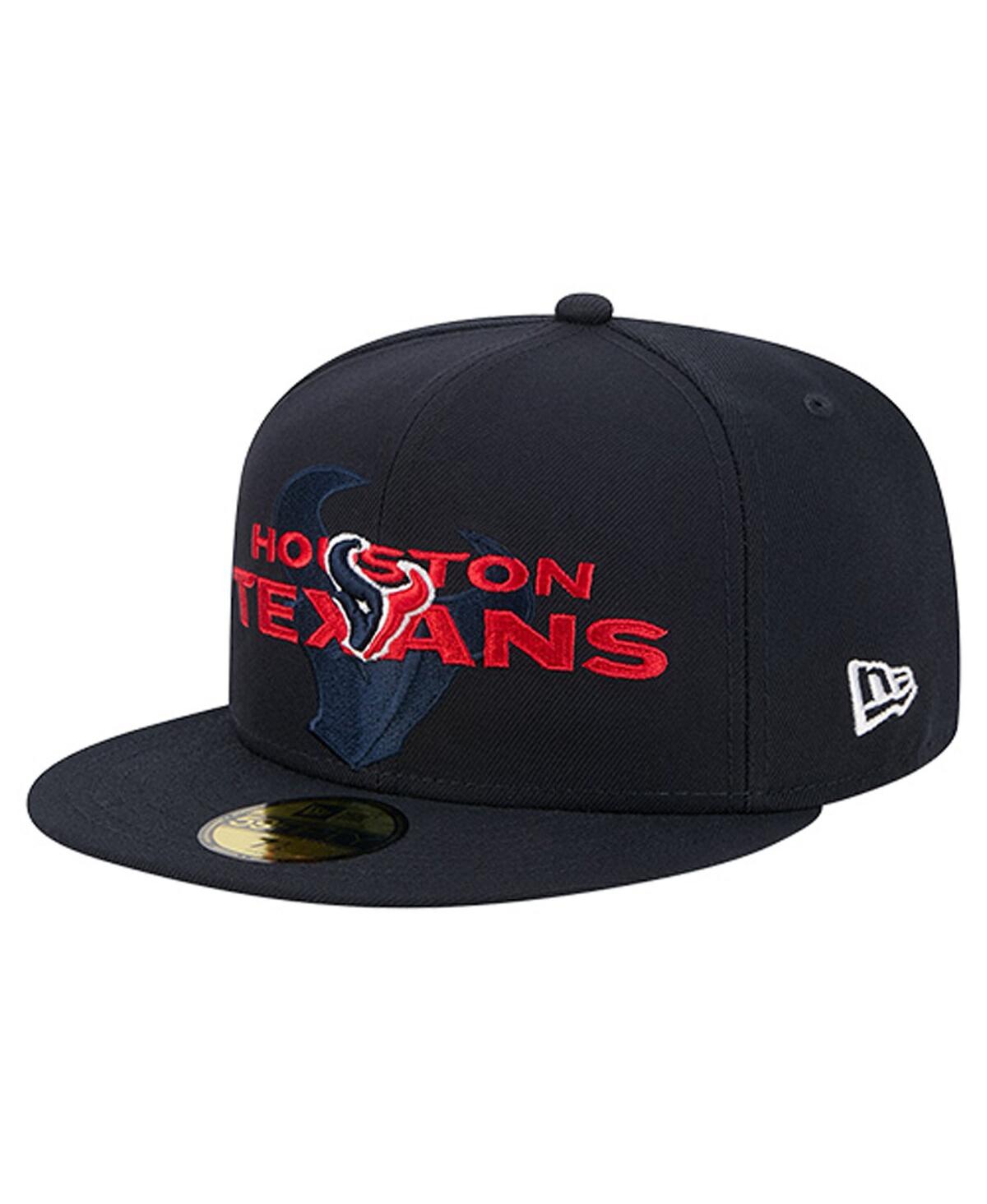 New Era Men's Navy Houston Texans Overlap Wordmark 59FIFTY Fitted Hat
