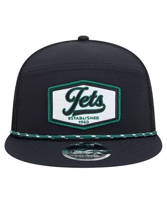 Men's Black New York Jets Ripstop Patch 9FIFTY Split Panel Snapback Hat