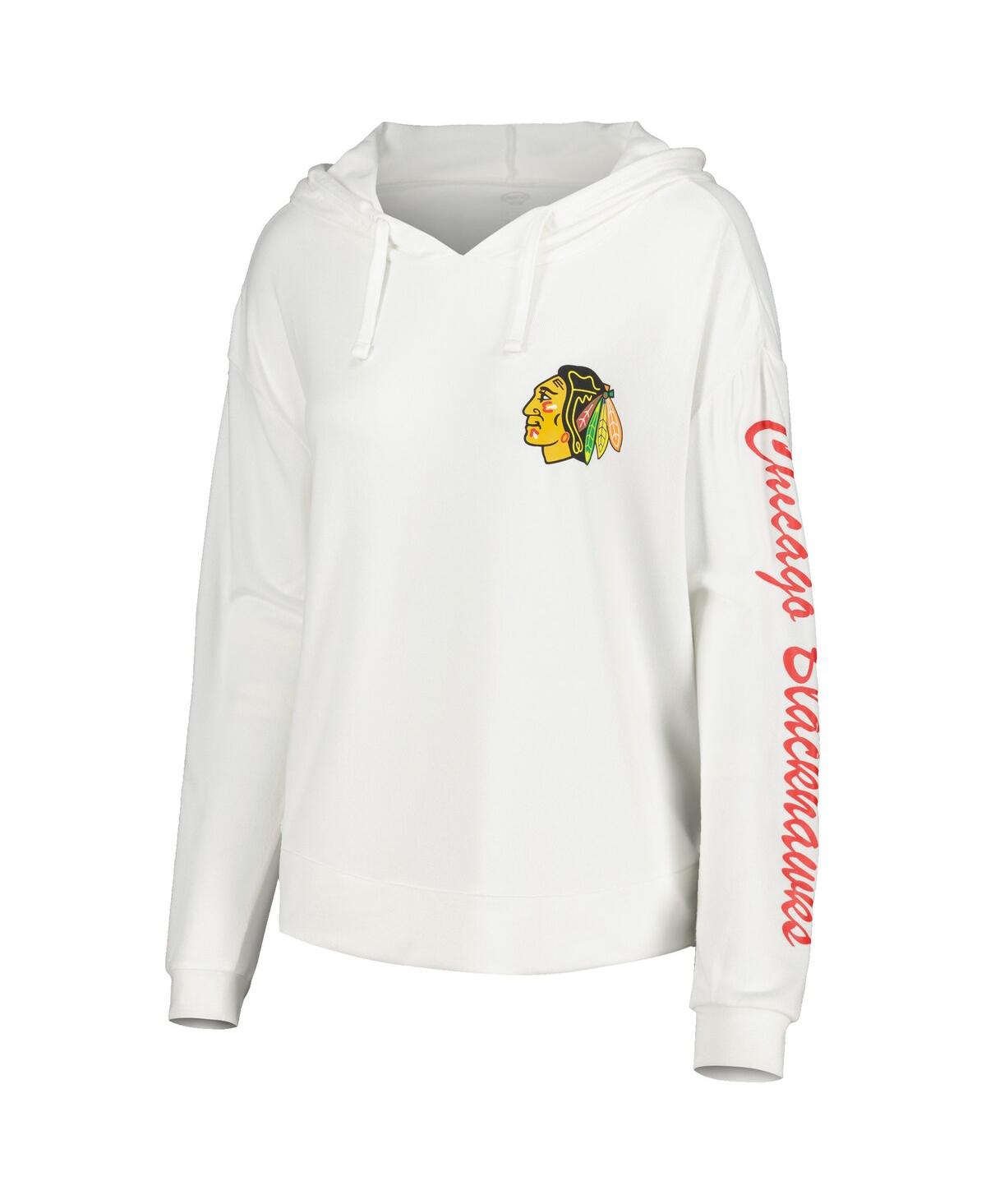 Concepts Sport Women's White Chicago Blackhawks Accord Hacci Long Sleeve Hoodie Top In Red