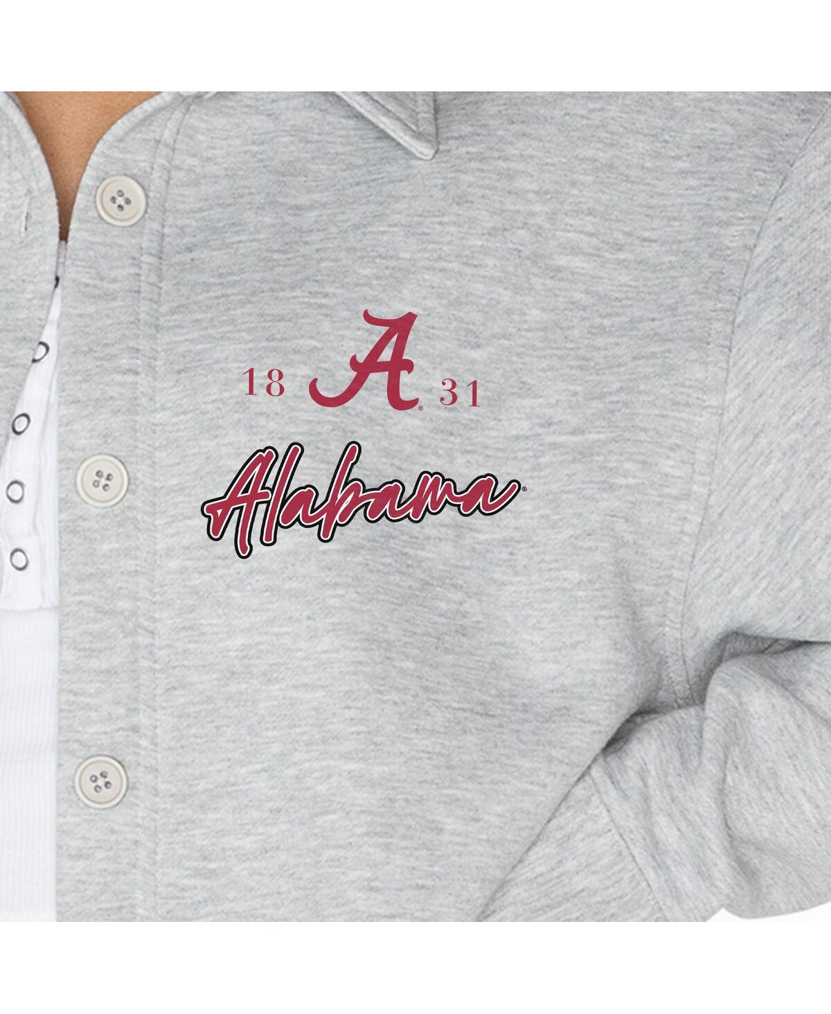 Gameday Couture Women's Ash Alabama Crimson Tide Foundation Full-button Long Sleeve Overshirt In Gray