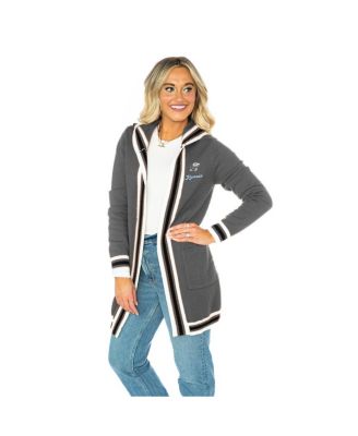 Gameday Couture - Women's Gray Kansas Jayhawks Tri-Blend Rounded Stripe Cardigan